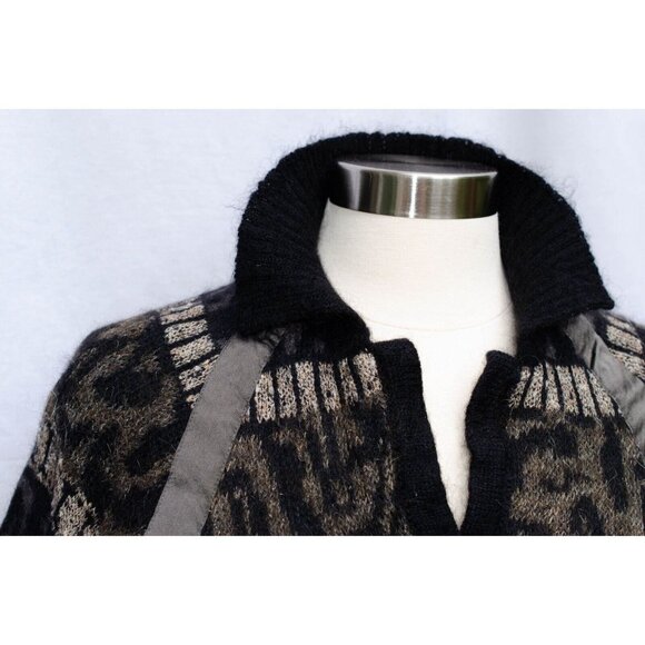 Vtg Escada Mohair Wool Pullover Sweater Black Gray Beige Dolman Sleeve W. German - Picture 2 of 8